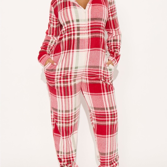 Fashion Nova Other - Red Plaid Onesie Pajamas